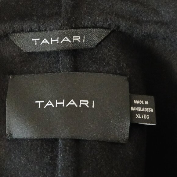 NWOT Tahari XL Wrap Coat Long Double Face Soft Wool Blend Black Layered Lapel - Picture 9 of 10